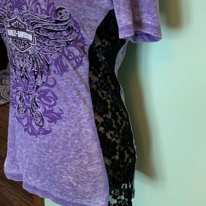 Harley Davidson short sleeve purple size L bling